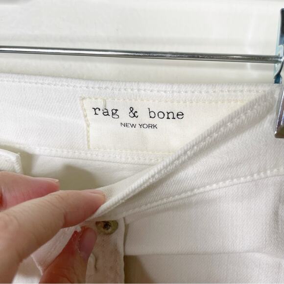 Rag & Bone High Rise Skinny Stretchy Finished Hem Classic Jeans White Size 28 - Picture 5 of 12